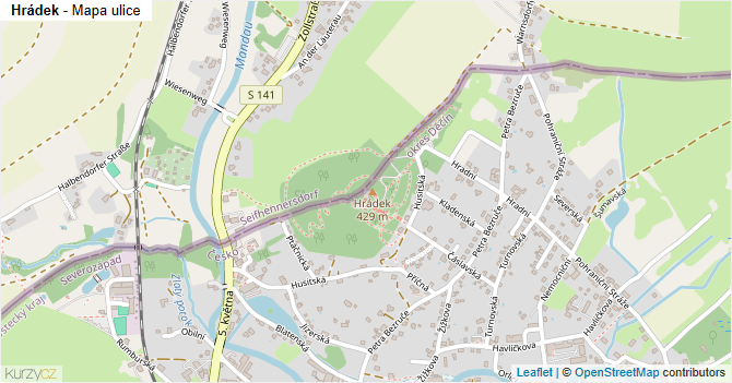 Hrádek - mapa ulice