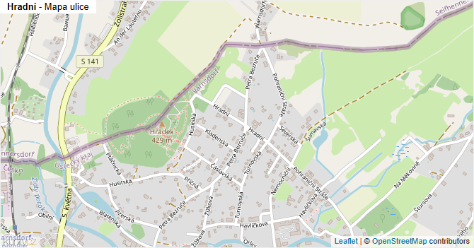 Hradní - mapa ulice