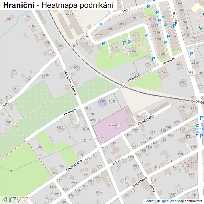 Mapa Hraniční - Firmy v ulici.