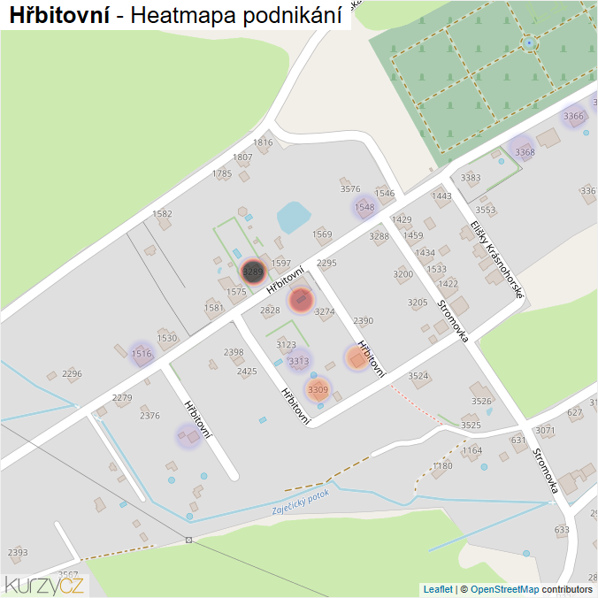 Mapa Hřbitovní - Firmy v ulici.