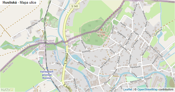 Husitská - mapa ulice