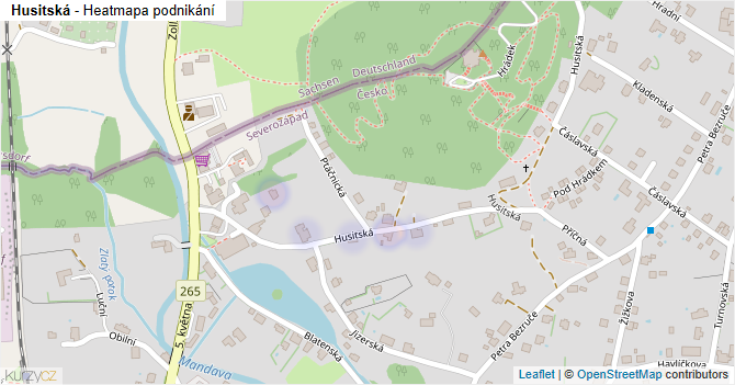 Husitská - mapa podnikání