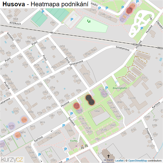 Mapa Husova - Firmy v ulici.