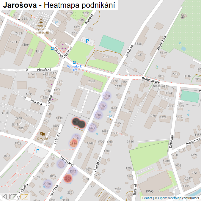 Mapa Jarošova - Firmy v ulici.