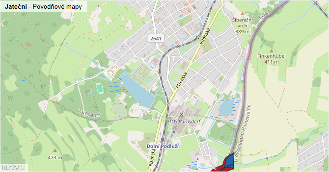Jateční - záplavové mapy stoleté vody
