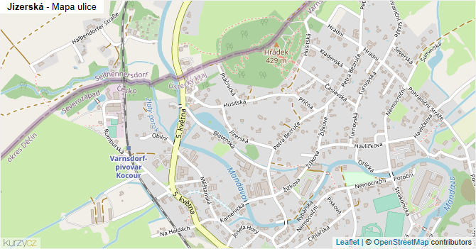 Jizerská - mapa ulice