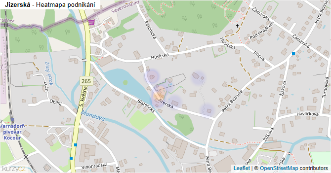 Jizerská - mapa podnikání