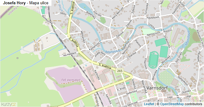 Josefa Hory - mapa ulice