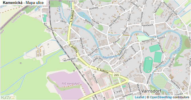 Kamenická - mapa ulice