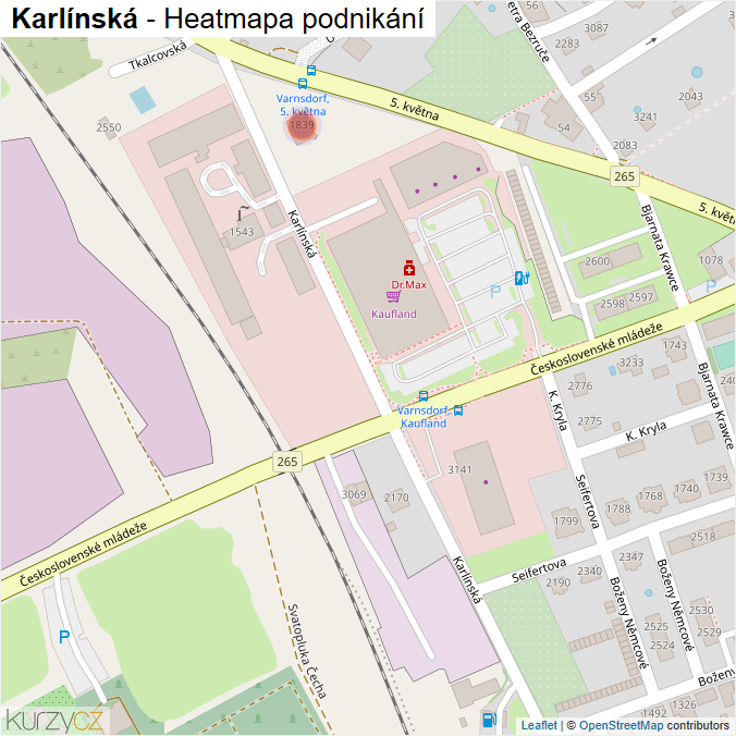 Mapa Karlínská - Firmy v ulici.