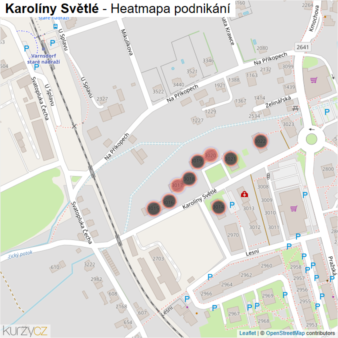 Mapa Karolíny Světlé - Firmy v ulici.
