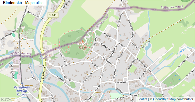 Kladenská - mapa ulice