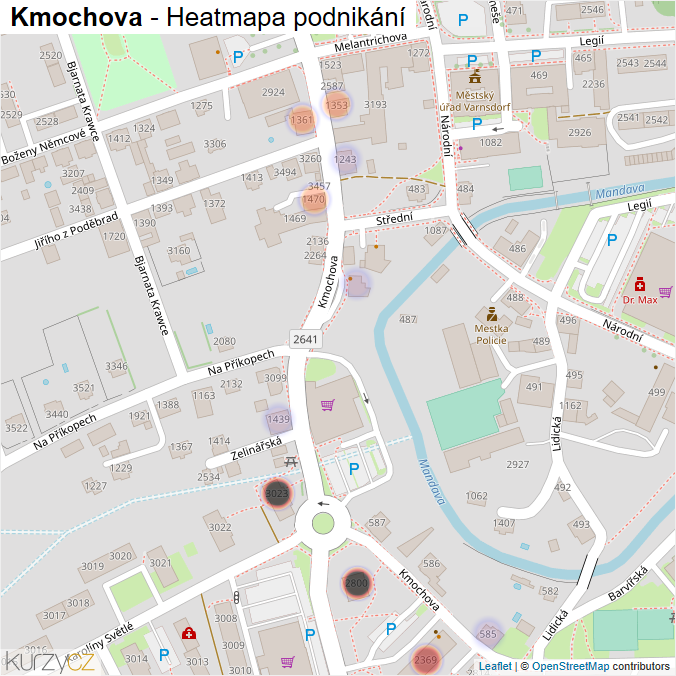 Mapa Kmochova - Firmy v ulici.