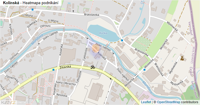 Kolínská - mapa podnikání