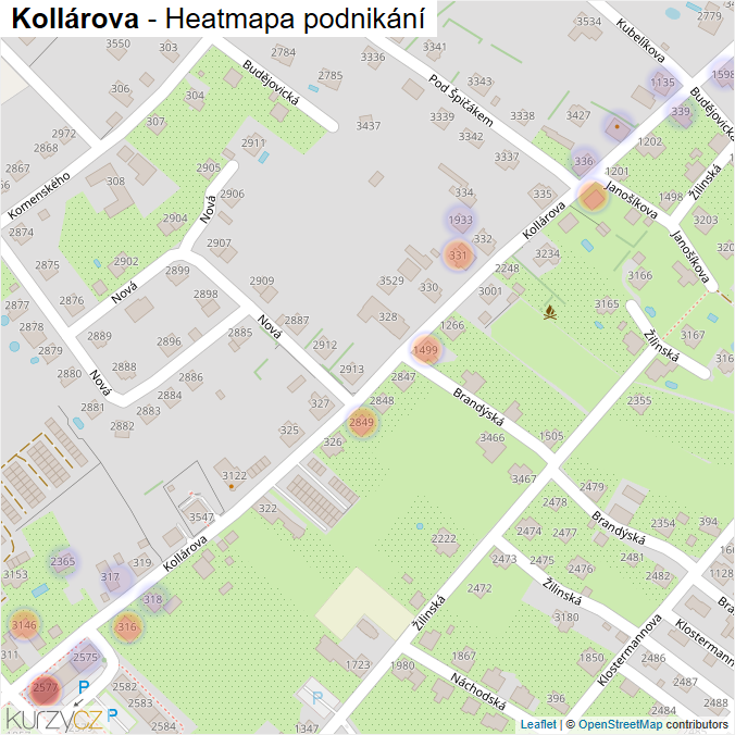 Mapa Kollárova - Firmy v ulici.