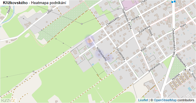 Křížkovského - mapa podnikání
