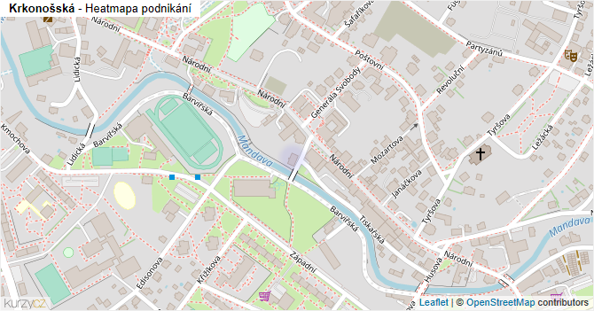 Krkonošská - mapa podnikání