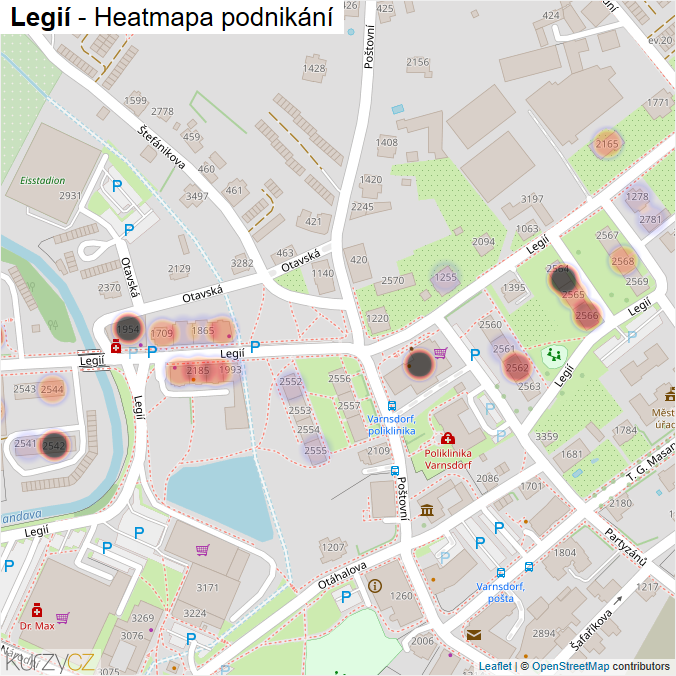 Mapa Legií - Firmy v ulici.
