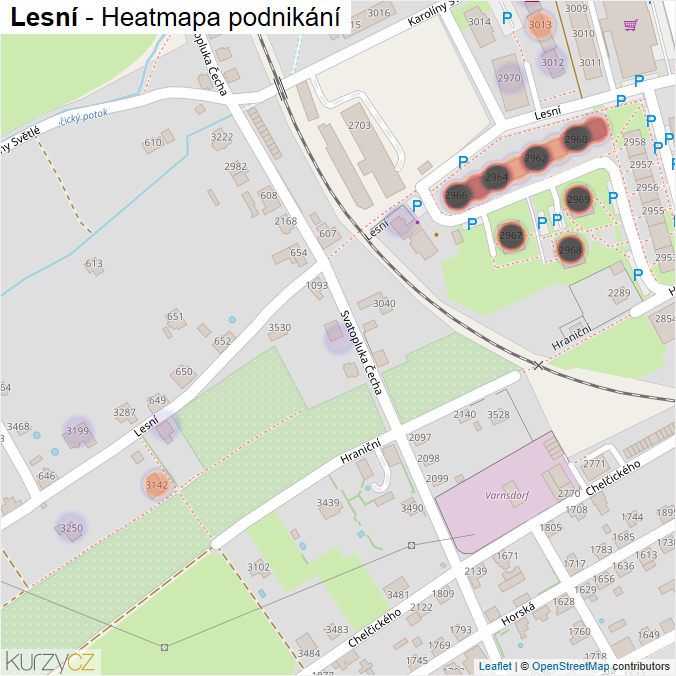 Mapa Lesní - Firmy v ulici.