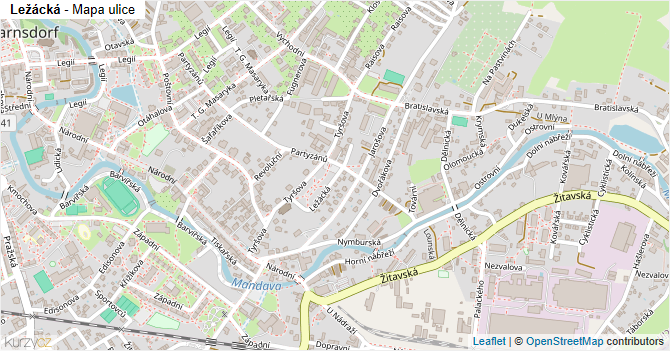 Ležácká - mapa ulice