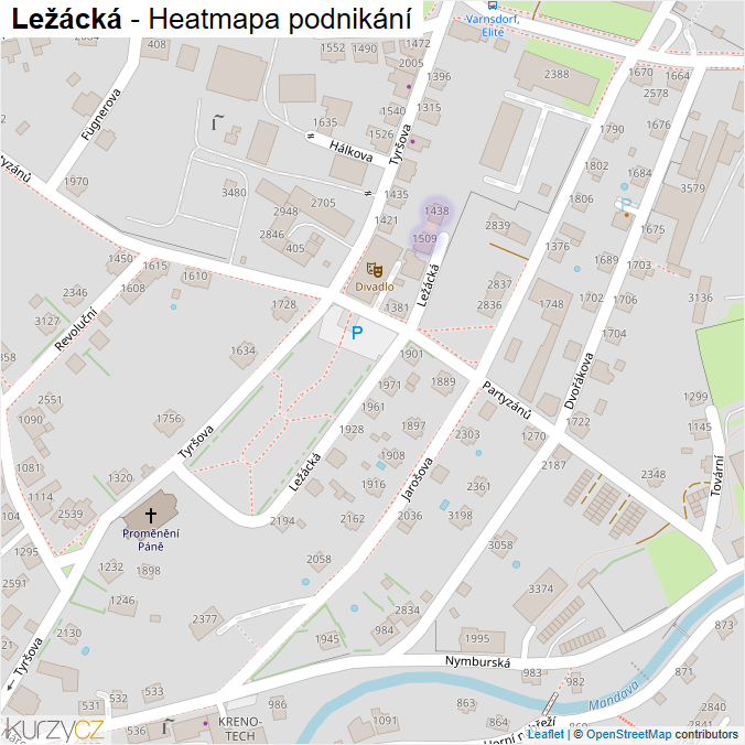 Mapa Ležácká - Firmy v ulici.