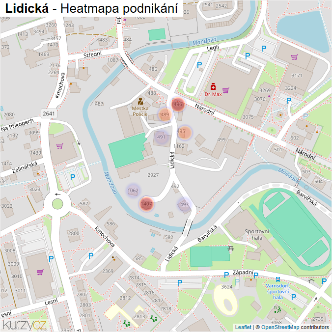 Mapa Lidická - Firmy v ulici.