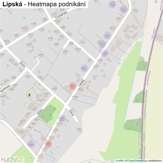 Mapa Lipská - Firmy v ulici.