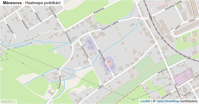 Mánesova - mapa podnikání