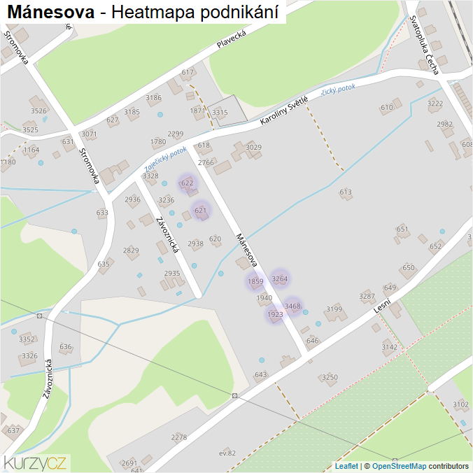 Mapa Mánesova - Firmy v ulici.