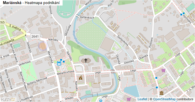 Mariánská - mapa podnikání