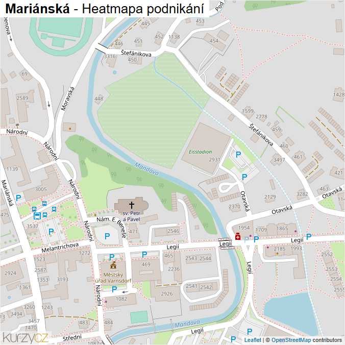 Mapa Mariánská - Firmy v ulici.