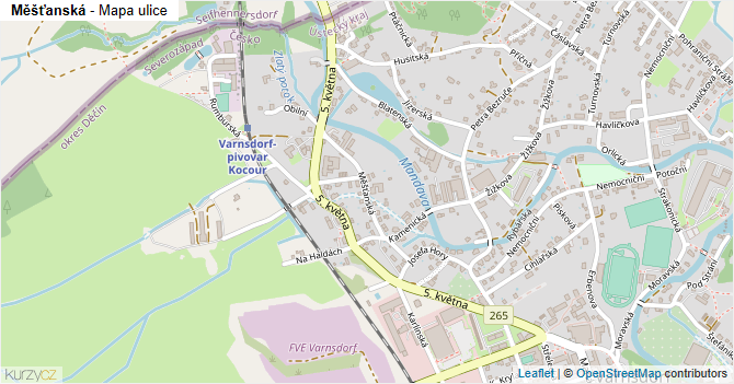 Měšťanská - mapa ulice