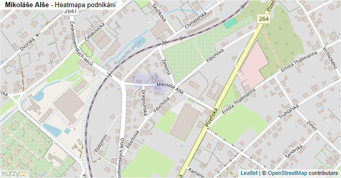 Mikoláše Alše - mapa podnikání