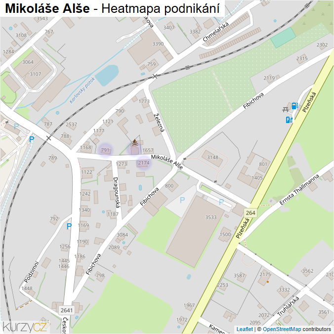 Mapa Mikoláše Alše - Firmy v ulici.