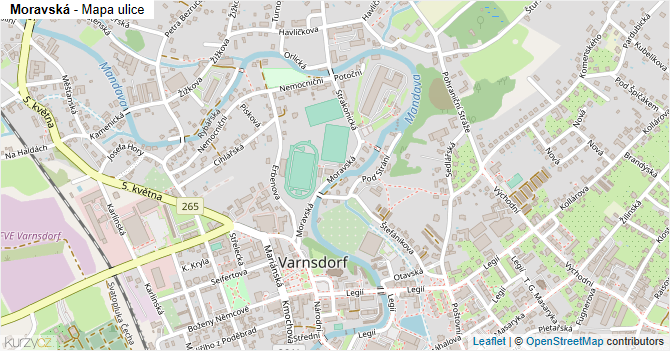 Moravská - mapa ulice