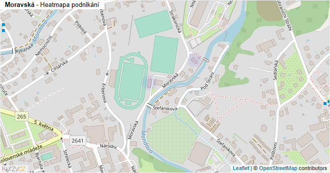 Moravská - mapa podnikání