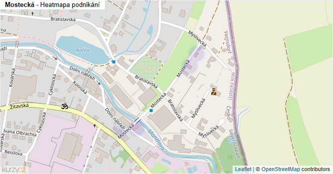 Mostecká - mapa podnikání