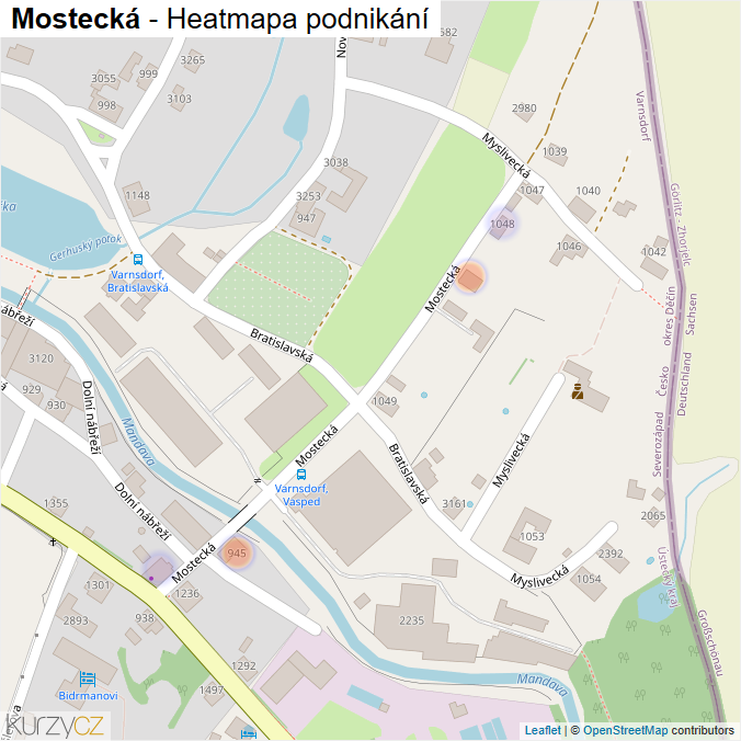 Mapa Mostecká - Firmy v ulici.