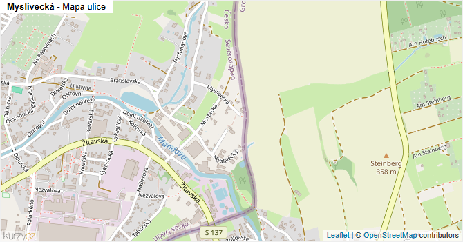 Myslivecká - mapa ulice