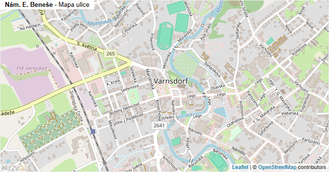 Nám. E. Beneše - mapa ulice