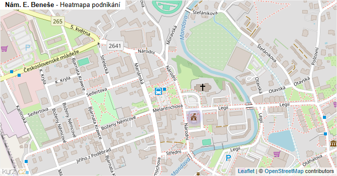 Nám. E. Beneše - mapa podnikání