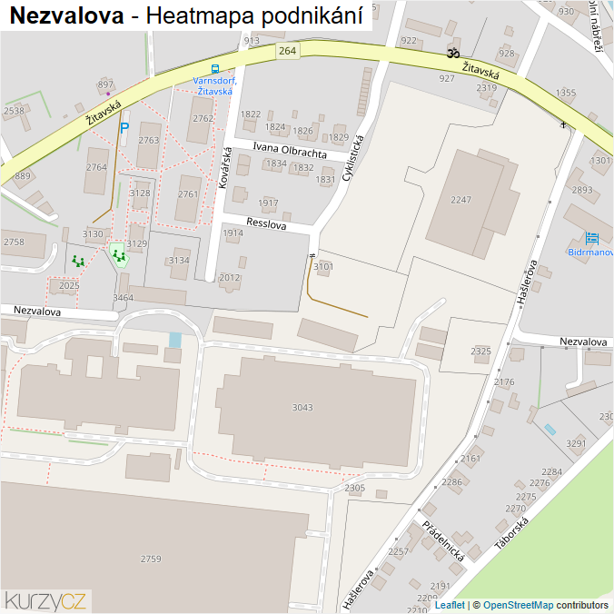 Mapa Nezvalova - Firmy v ulici.