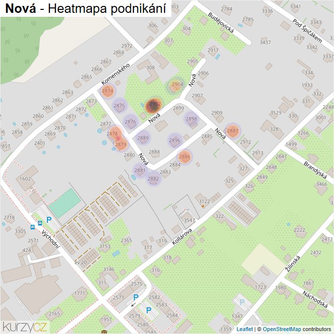 Mapa Nová - Firmy v ulici.