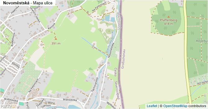 Novoměstská - mapa ulice