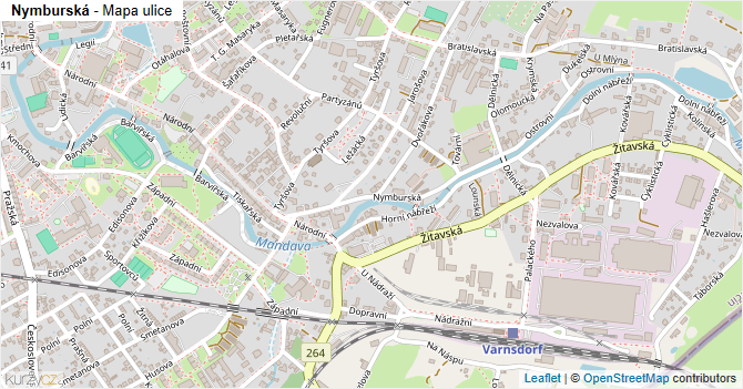 Nymburská - mapa ulice
