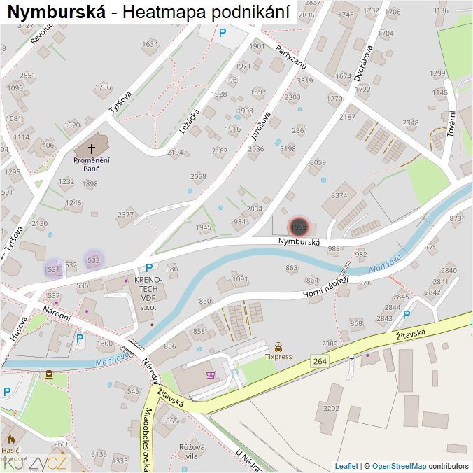 Mapa Nymburská - Firmy v ulici.