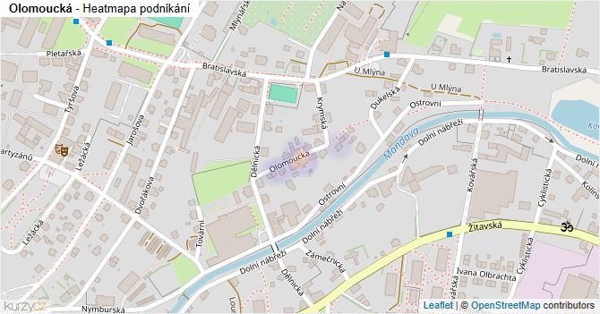 Olomoucká - mapa podnikání