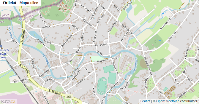 Orlická - mapa ulice