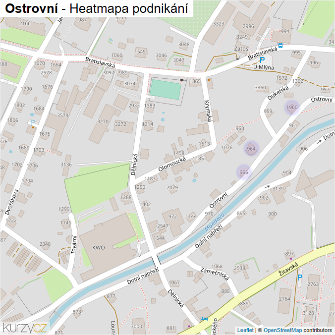 Mapa Ostrovní - Firmy v ulici.