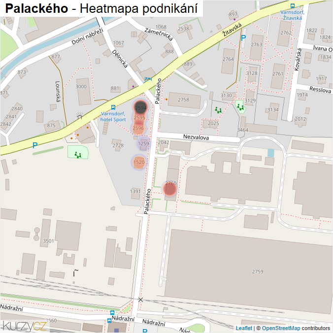 Mapa Palackého - Firmy v ulici.